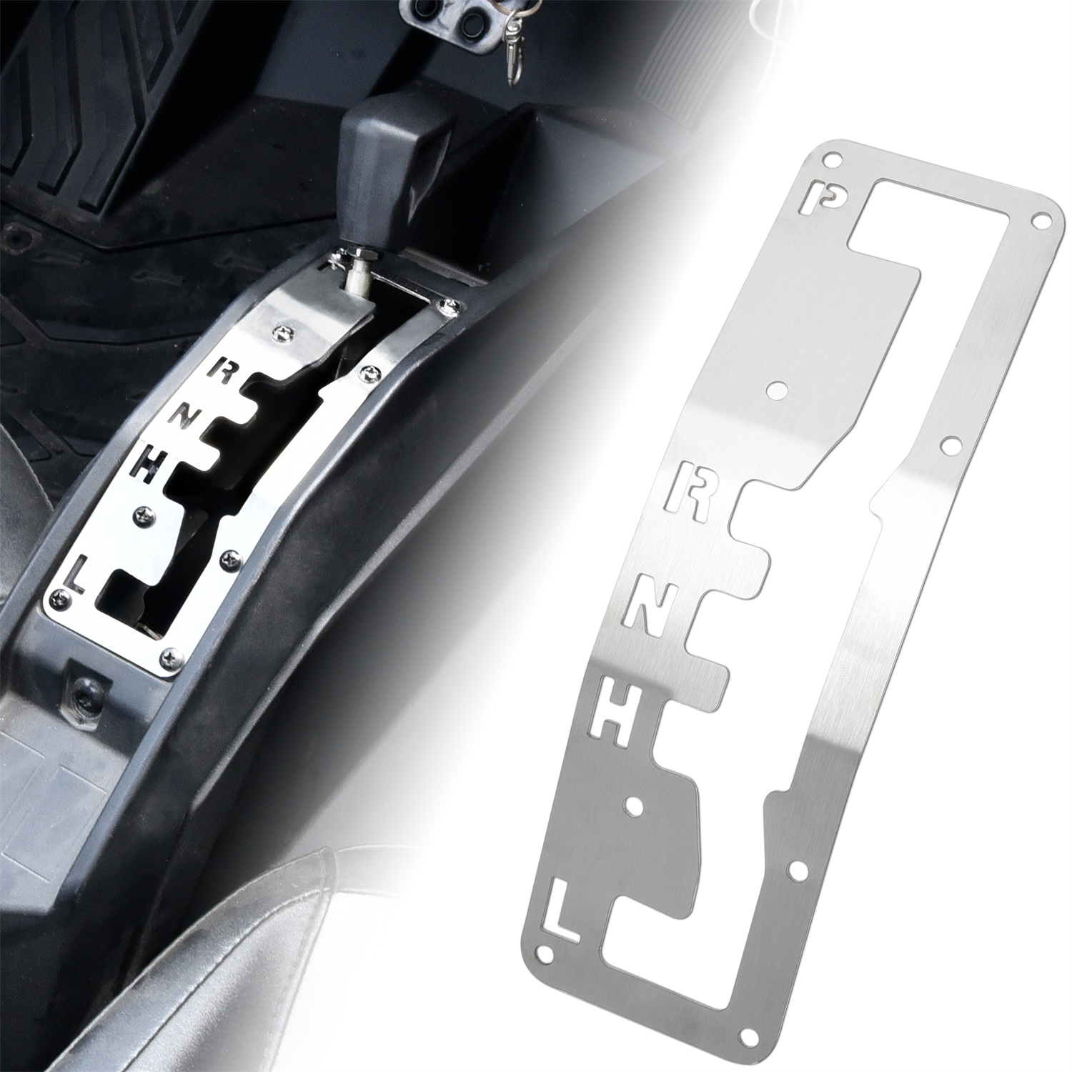 Gloss Stainless Steel Shifter Gate Plate Panel for Can-Am Maverick Trail Sport/Commander 2018-2025