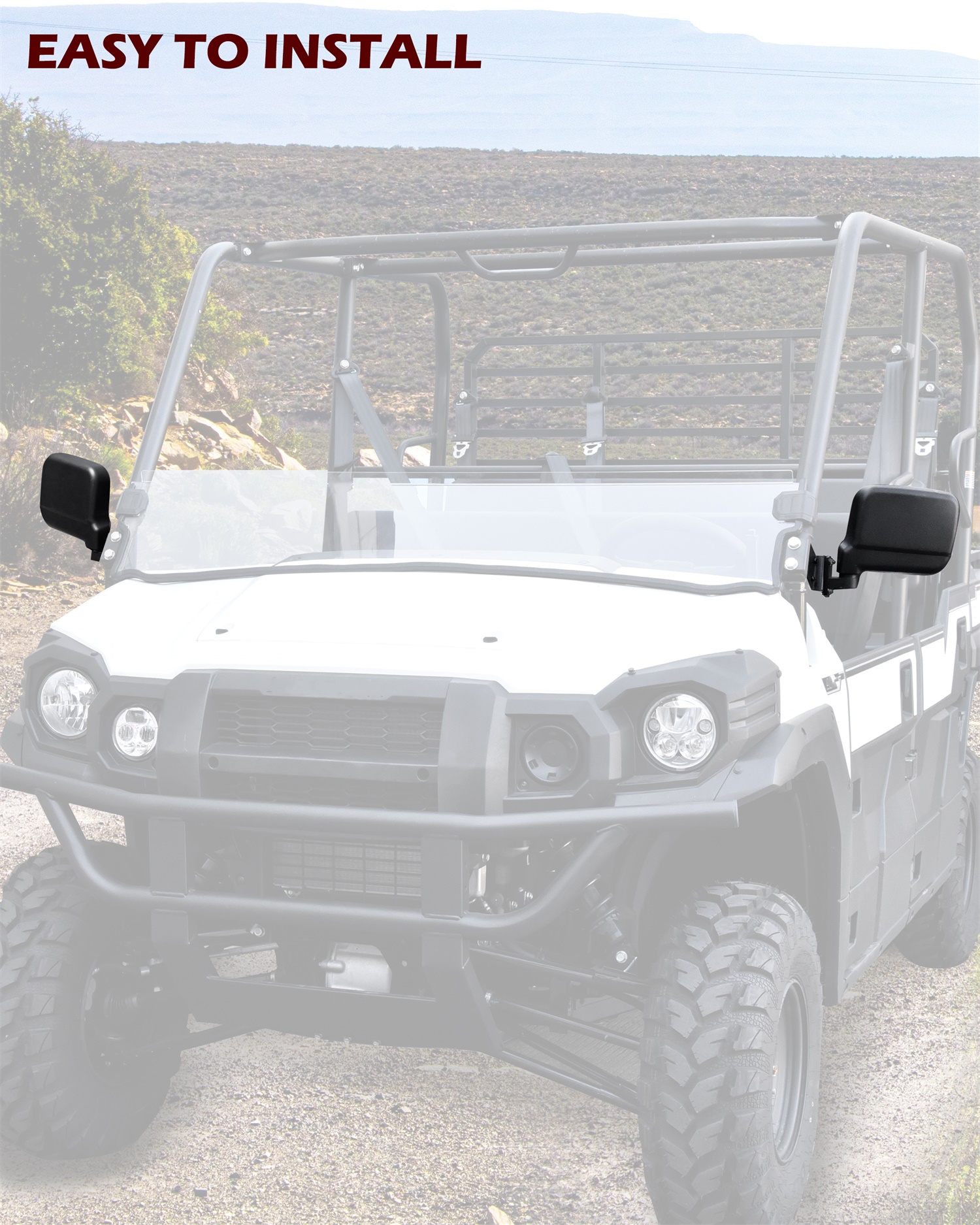 Adjustable Side Mirrors Compatible with Kawasaki Mule Pro FXT DXT