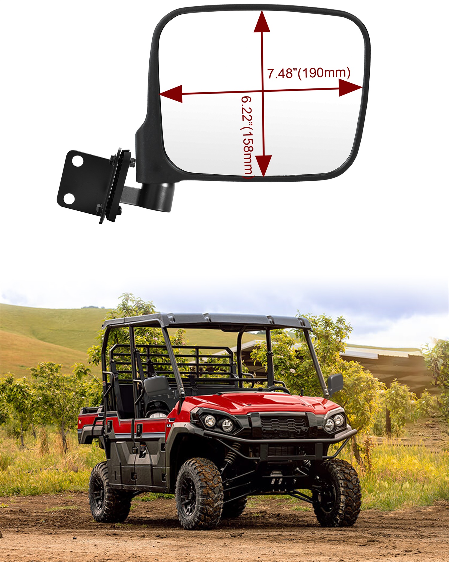 Adjustable Side Mirrors Compatible with Kawasaki Mule Pro FXT DXT