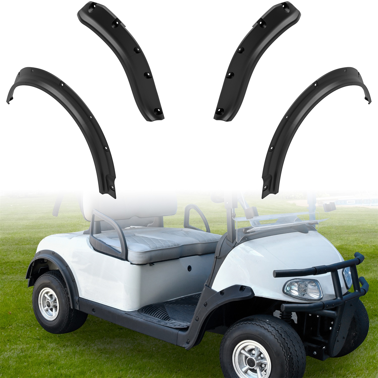 Front and Rear Fender Flares Combined Mud Flaps Mud Guards Compatible with E-Z-GO RXV 2008-2015 Golf Cart Accessories