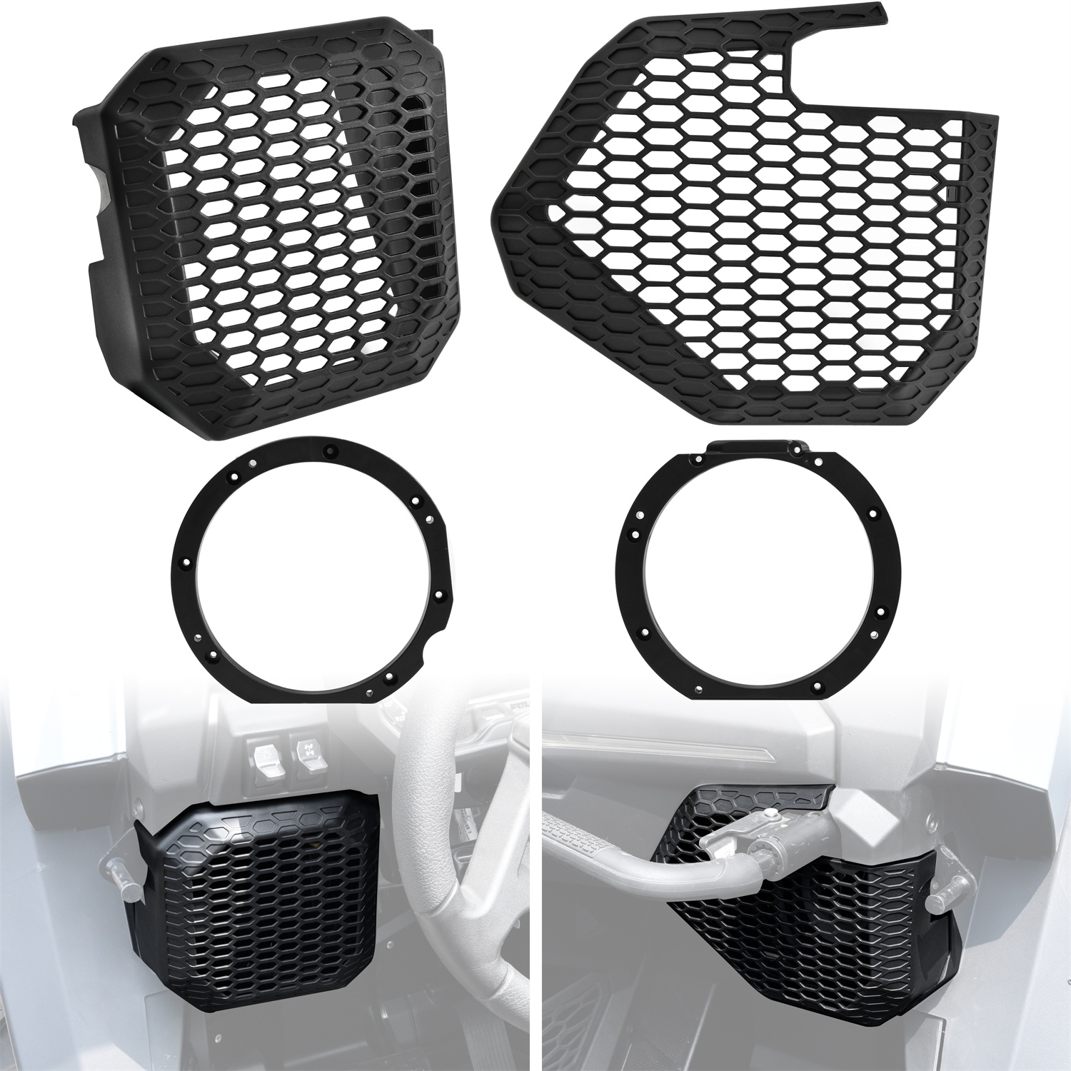 Dash 6.5" Speaker Adapter Brackets and Mesh Grille Covers for Polaris RZR PRO XP/PRO R/S/4 2025+