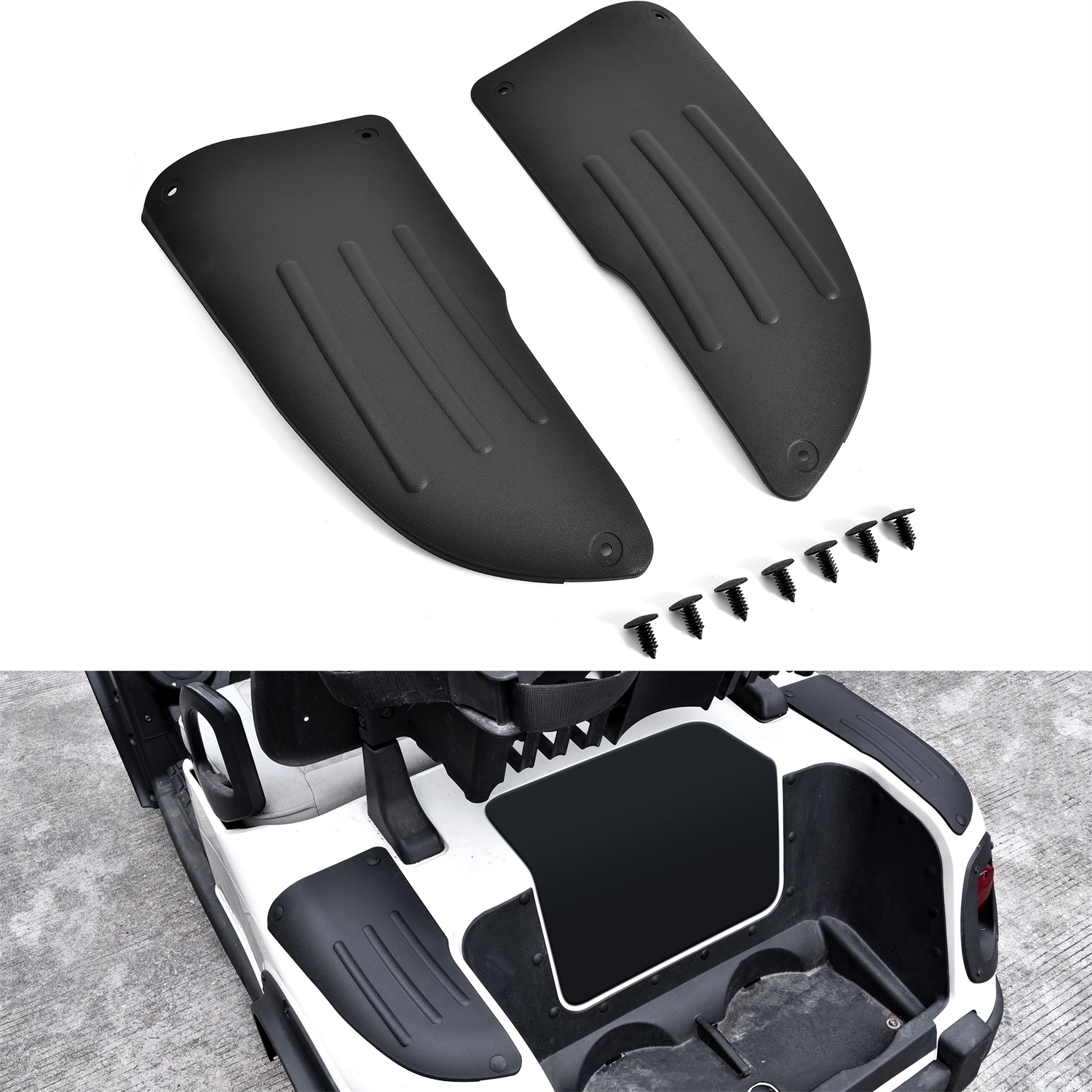 Scuff Guard Plastic Pad Rear Side Guard Panel Compatible with E-Z-GO RXV Golf Cart 2008-2015, Replace #601864 #604865 #601865, 2pcs (Driver & Passenger Side)