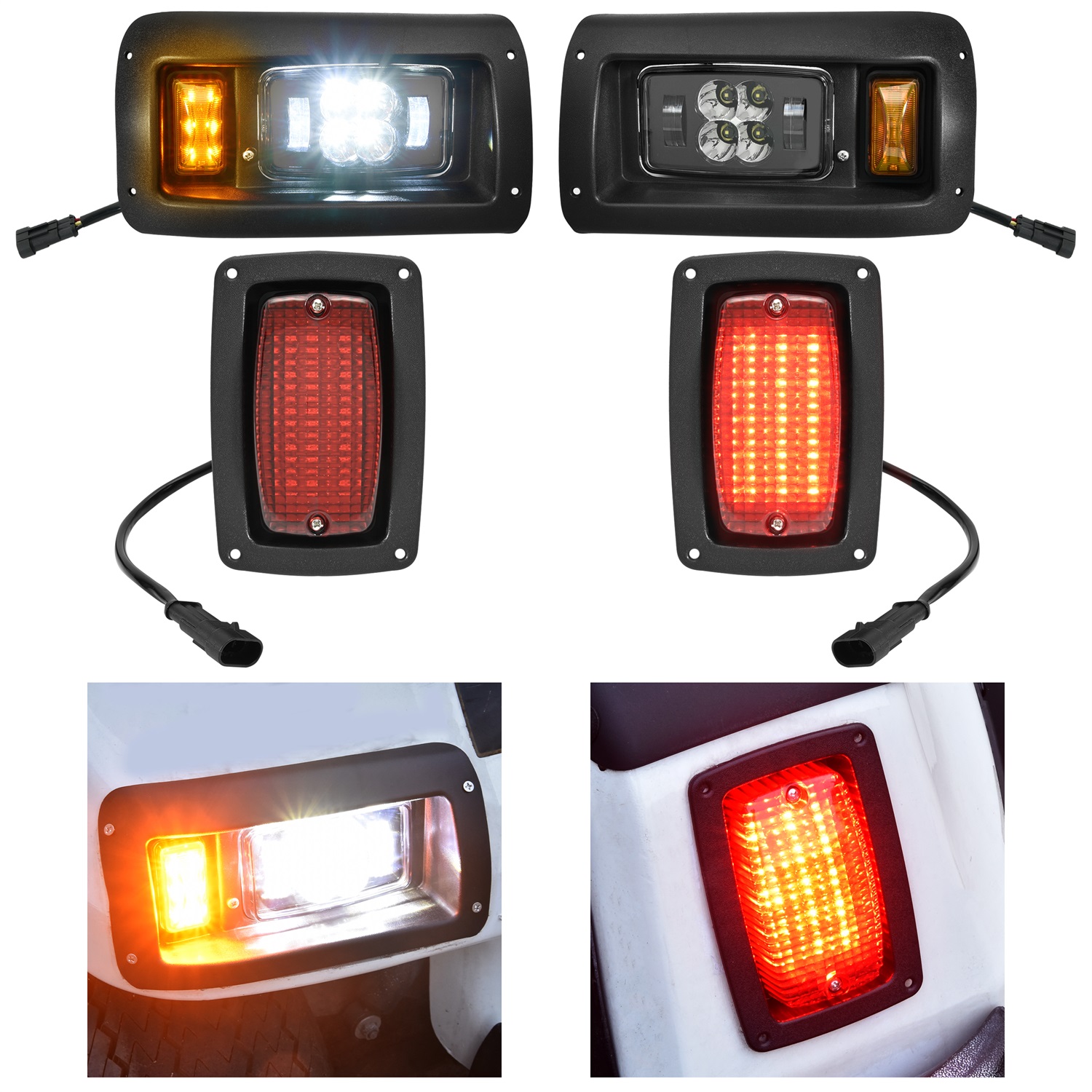 12V Front Head Light Tail Light LED Headlight and Taillights Kit for Club Car DS 1993+ Golf Cart Accessories