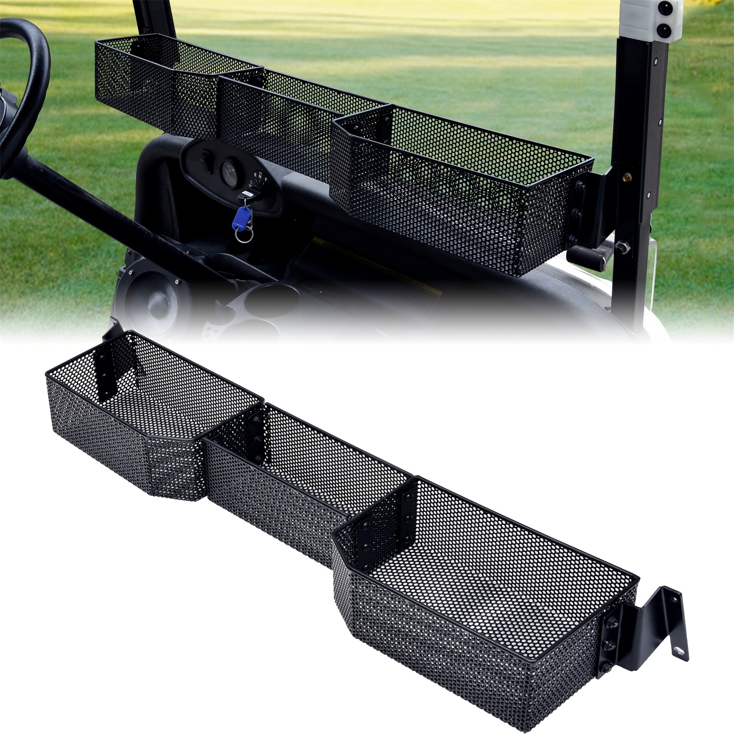 Inner Front Storage Basket Combined Front Inner Dash Tray Storage Organizer Compatible with E-Z-GO RXV 2008+