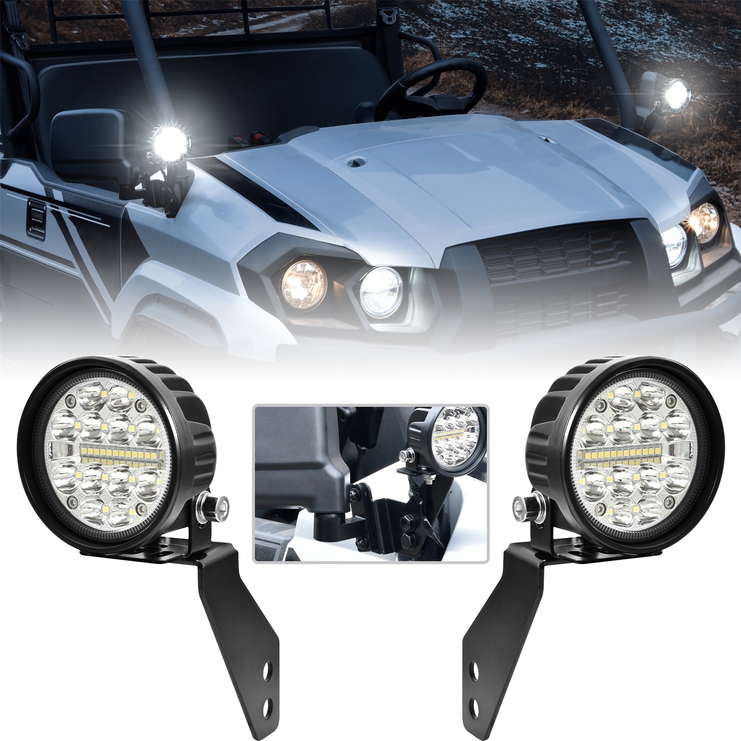 A-Pillar LED Pod Lights for Kawasaki Mule PRO-MX 2019-2026