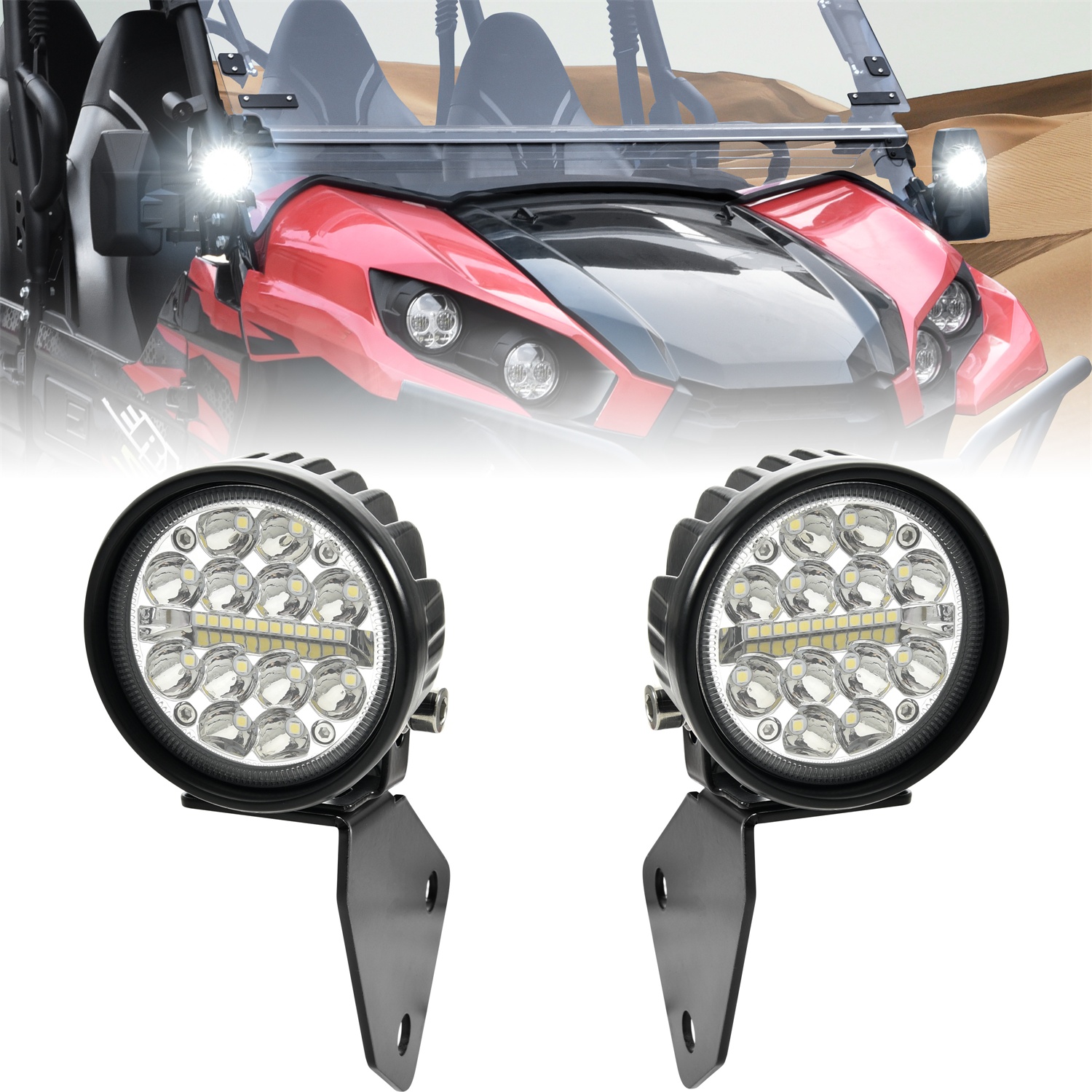 A-Pillar LED Pod Lights for Kawasaki Teryx 800 / Teryx4 800 2016-2025