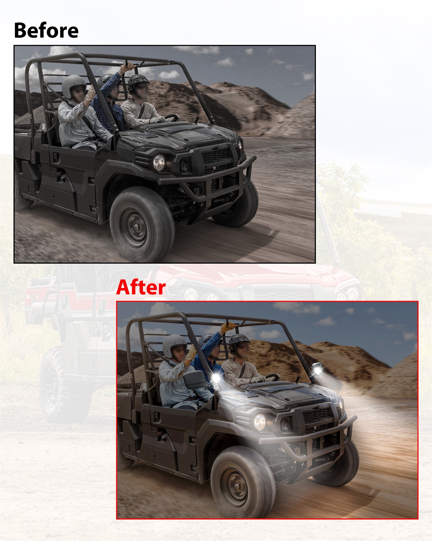A-Pillar LED Pod Lights for Kawasaki Mule Pro FXT DXT DX FX 2015