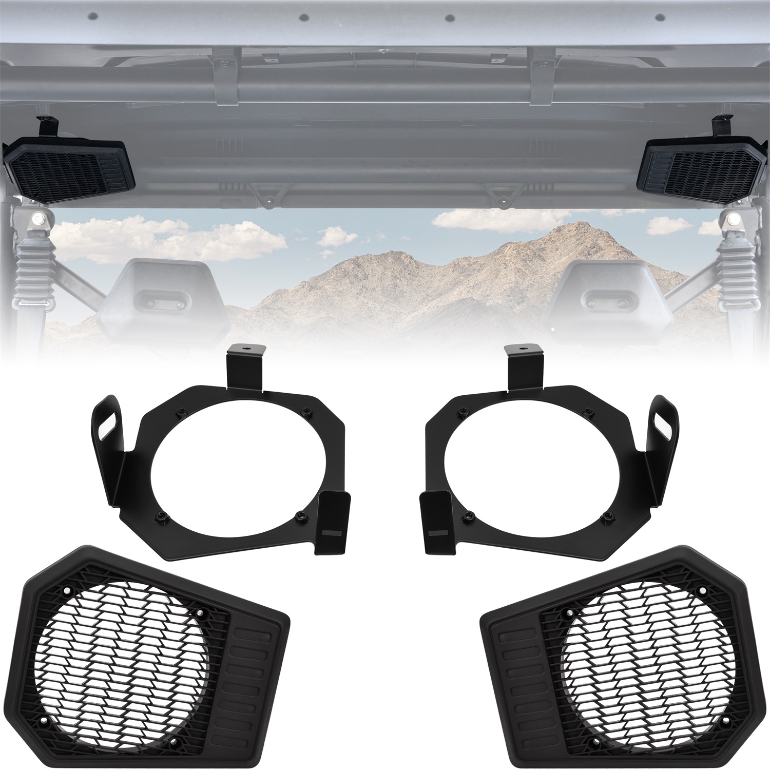 Rear Roof Speaker Pods Enclosures Left & Right Loudspeaker Brackets for CFMOTO UFORCE 1000 XL 2022 2023 2024 2025 with Factory Plastic Roof Accessories, Support 6.5" Speaker Devices, 2PCS