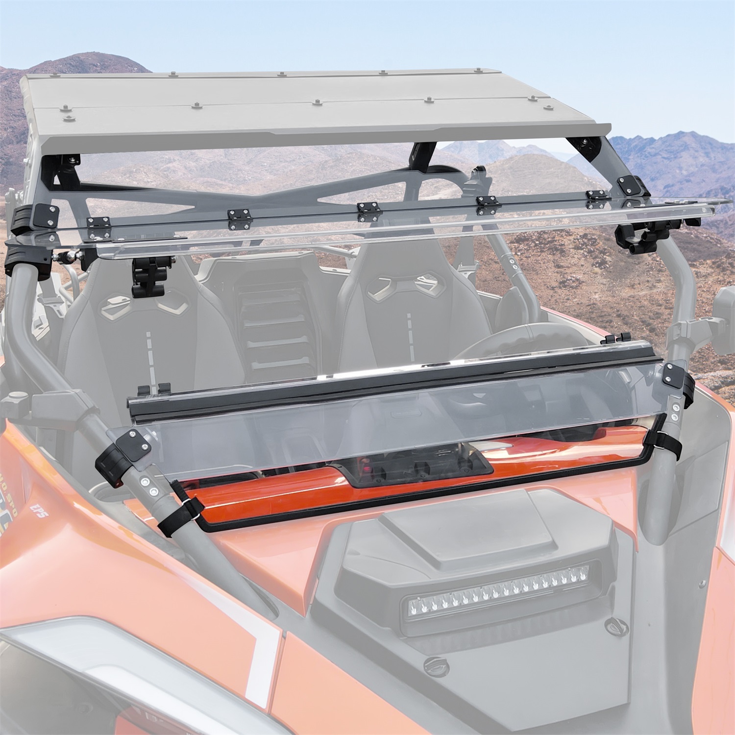 3-IN-1 Flip Up Windshield for CFMOTO ZForce 950 H.O. SPORT 2022-2023 / H.O. EX 2022-2024 / SPORT 2020-2022