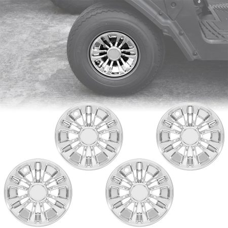 8" Wheel Hub Caps for E-Z-GO/Club Car/Yamaha Golf Cart Accessories, 8 inch Center Tire Hub Cap Covers Wheel Rim Cover, 4pcs, Electroplating