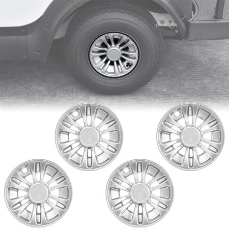 8 inch Wheel Hub Caps Center Tire Hub Cap Covers Wheel Rim Cover for E-Z-GO/Club Car/Yamaha Golf Cart , 4pcs, Silver