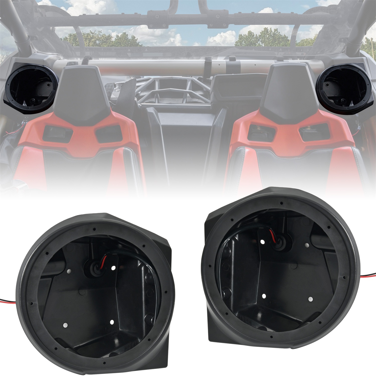 SAUTVS One Pair Rear Seat 6.5" Speakers Pods for Can-Am Maverick X3 XDS XRS MAX Turbo RR 2017-2026