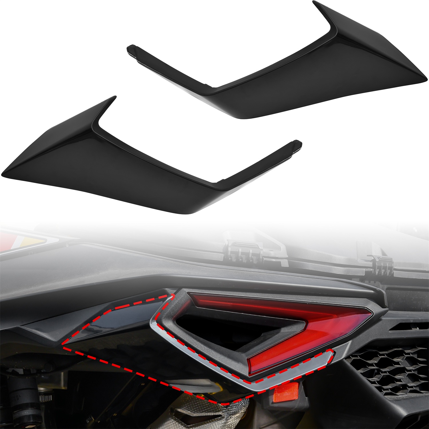Rear Left & Right Taillight Trim Panel Kit for Can-Am Maverick R MAX X RS RC 2024-2026