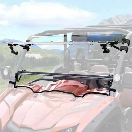 3-in-1 Flip Up Windshield for Yamaha Viking / Viking VI 2014-2025, Clear 1/5" Hard Coated PC Front Flip Windscreen