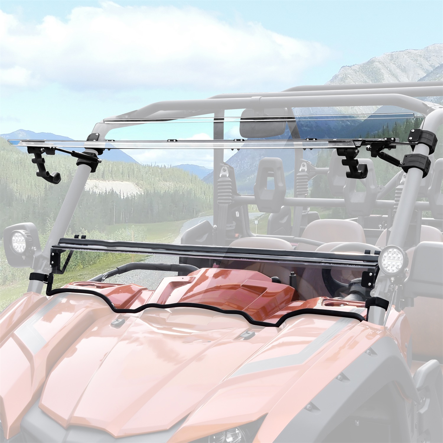 3-in-1 Flip Up Windshield for Yamaha Viking / Viking VI 2014-2025, Clear 1/5" Hard Coated PC Front Flip Windscreen