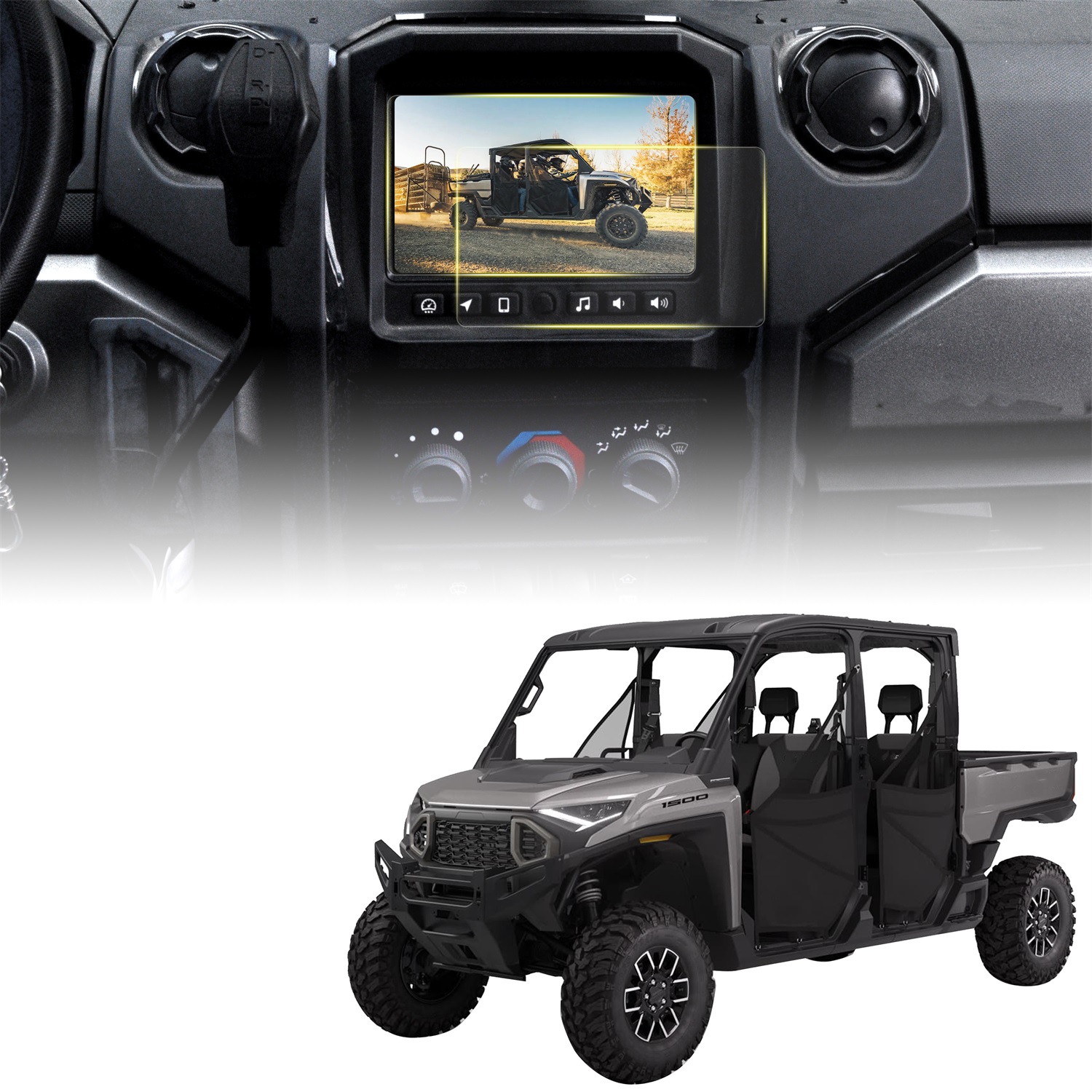 7" Tempered Glass Screen Protector for Polaris RZR PRO XP/R Turbo Sportsman Ranger General Xpedition Snowmobile 2019-2025, 7S HD Navigation Touchscreen Protector Film Kits