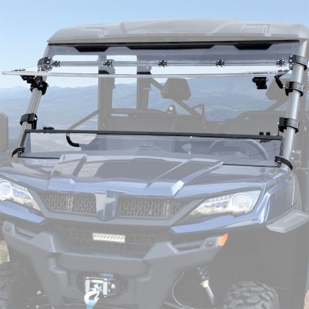 3-IN-1 Flip Up Windshield for CFMOTO UFORCE 1000/1000 XL 2019-2026 Accessories, Clear 1/5" Hard Coated Polycarbonate Front Flip Windscreen Window, Can be Closed, Vented or Fully Open