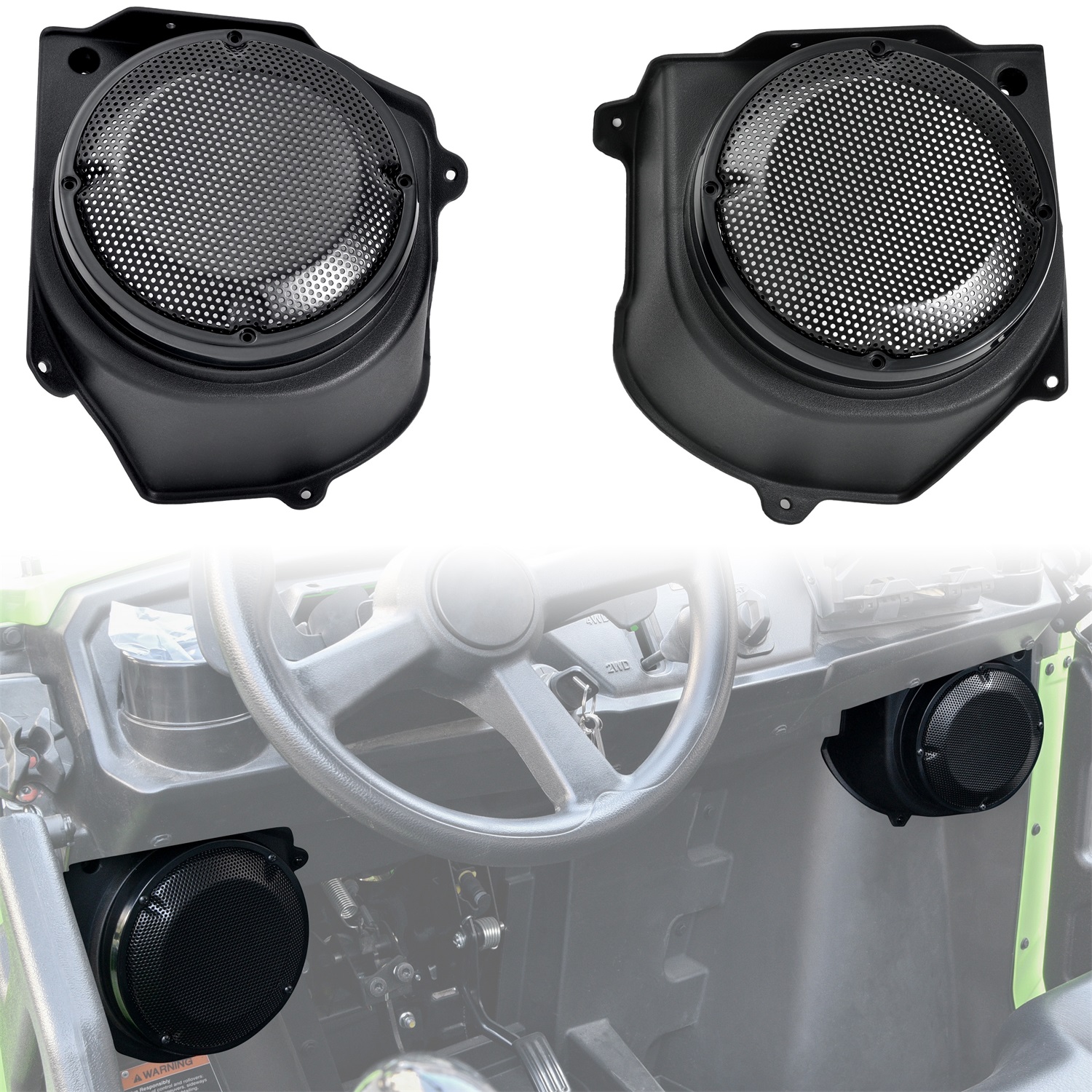 6.5" Under Dash Kick Speaker Pod Brackets Compatible with Honda Pioneer 520 2021+