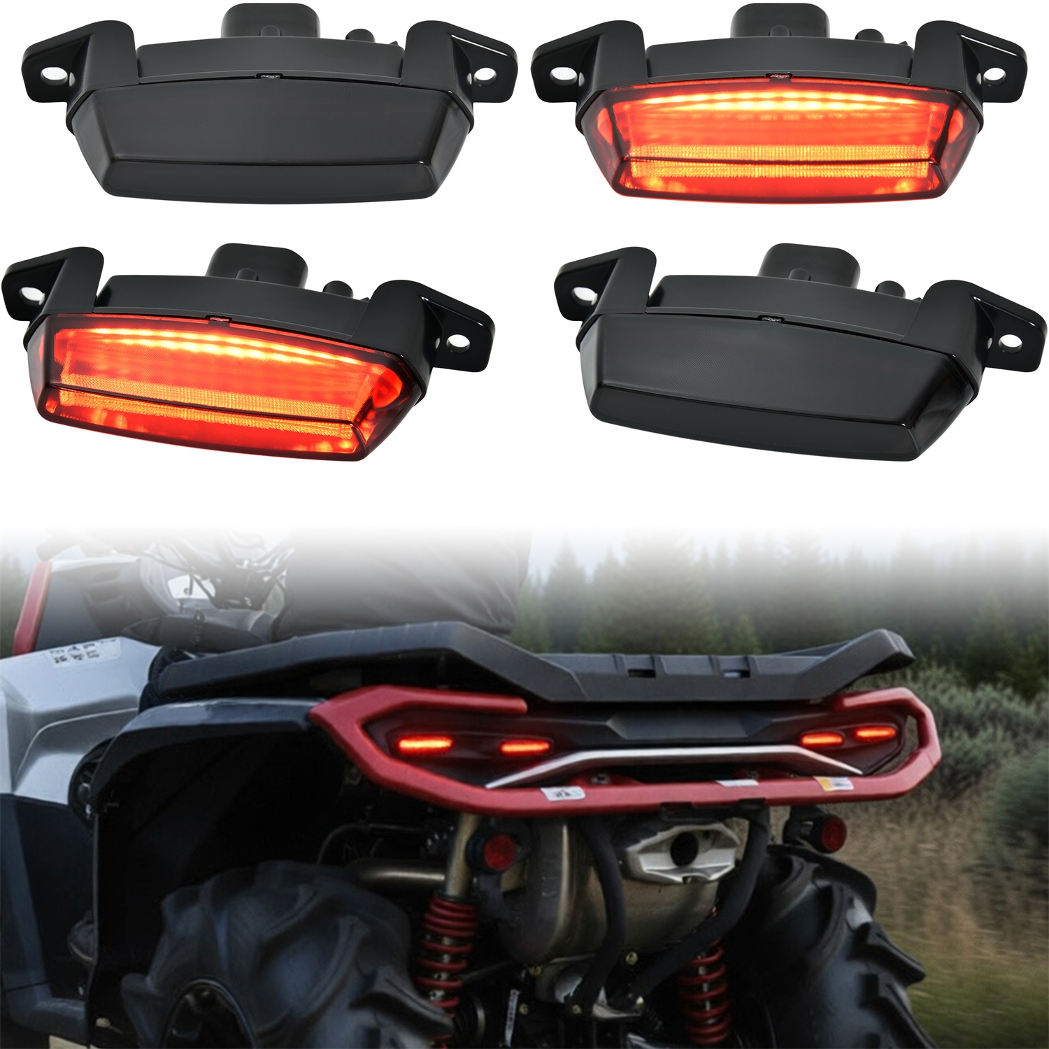 LED Taillights for Can-Am Outlander 850 1000R 2025 2026, Smoked Black Rear Brake Stop Lamp Tail Light, Replace #710010031, 4pcs