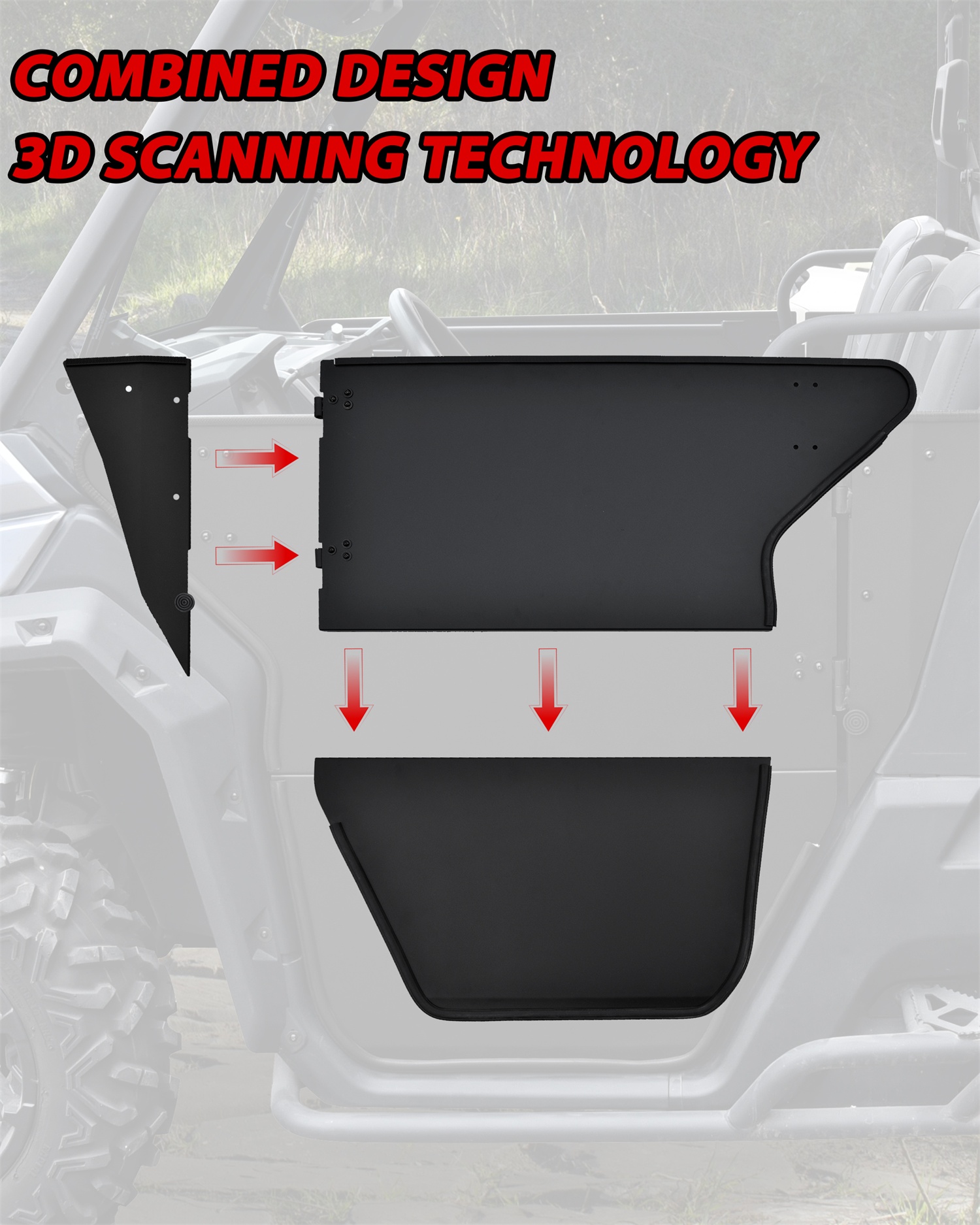 Aluminum Front Half Door Inserts Panels Kit for Can-Am Defender