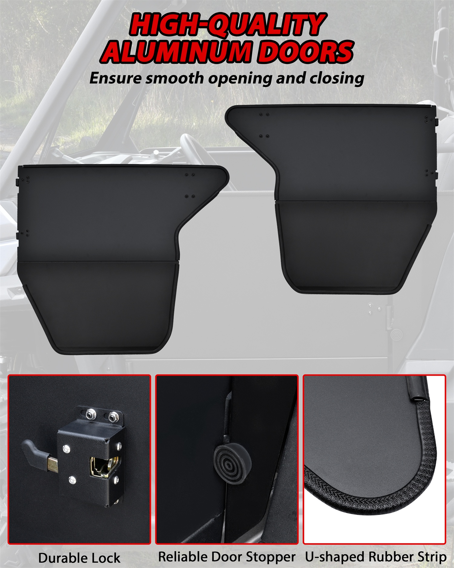Aluminum Front Half Door Inserts Panels Kit for Can-Am Defender