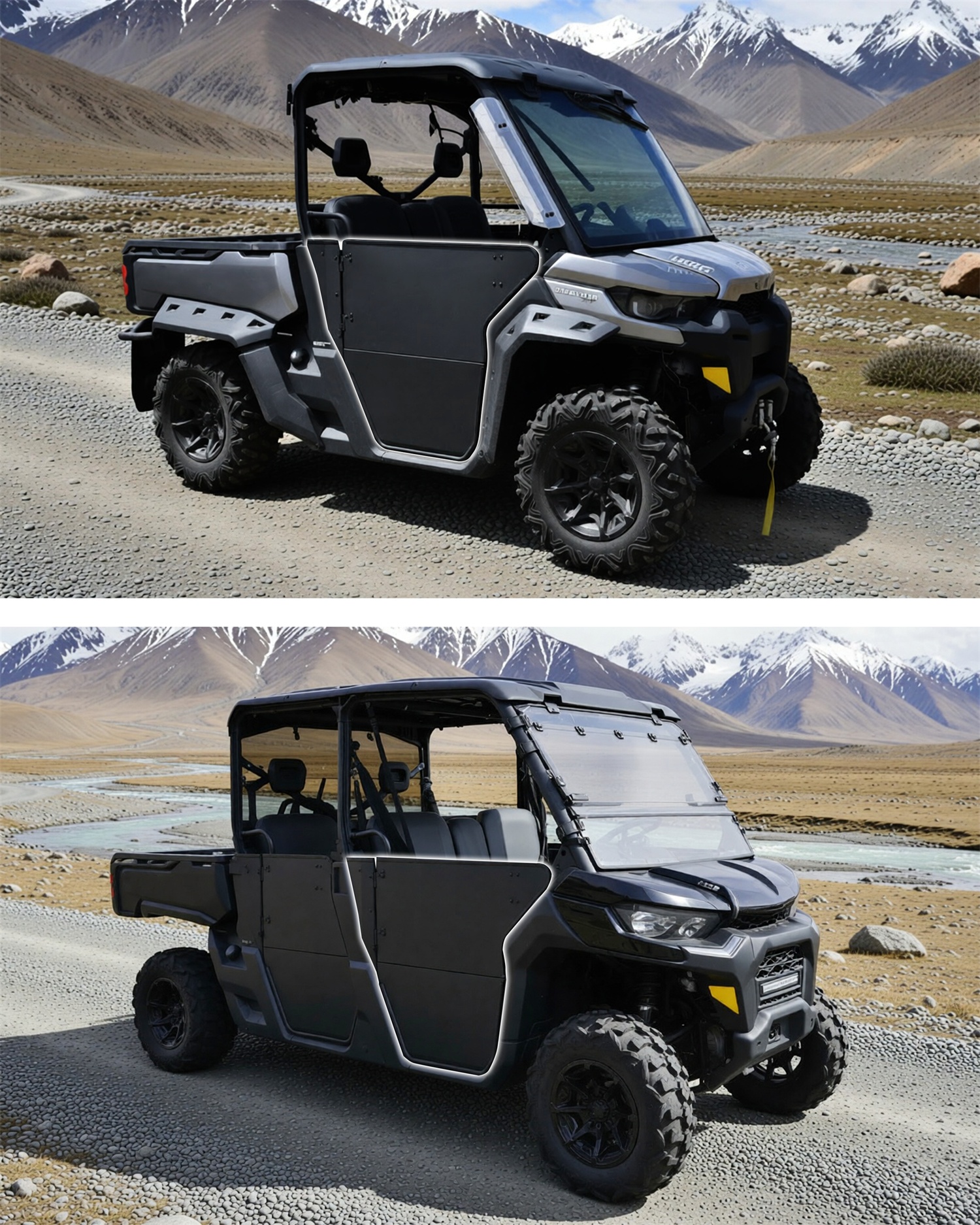 Aluminum Front Half Door Inserts Panels Kit for Can-Am Defender
