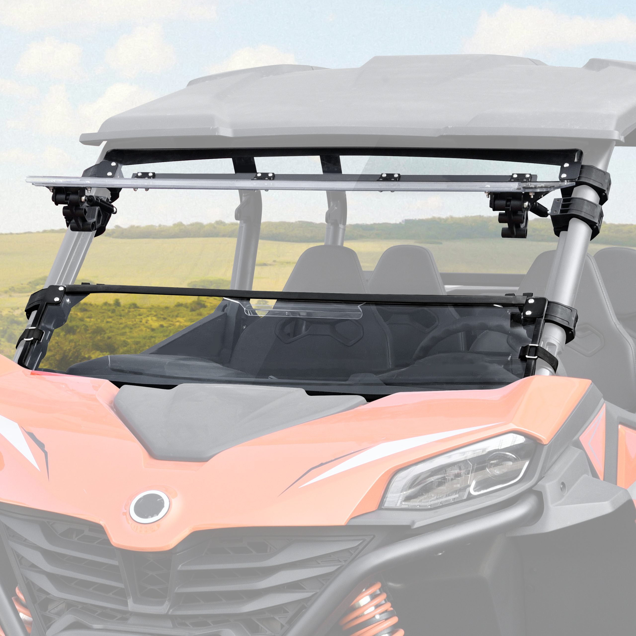 Flip Up 3-IN-1 Windshield for CFMOTO ZForce 950 Sport & 4 / 950 Trail / 800 Trail G2 2023+, 3PCS