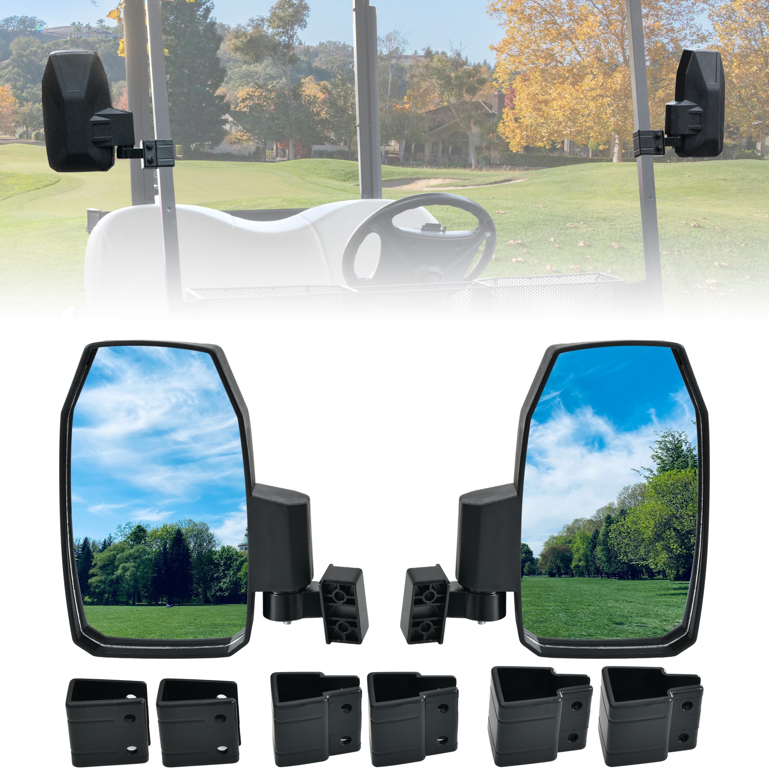 Adjustable Side Mirror for Yamaha, Club Car, EZGO, Most Golf Cart