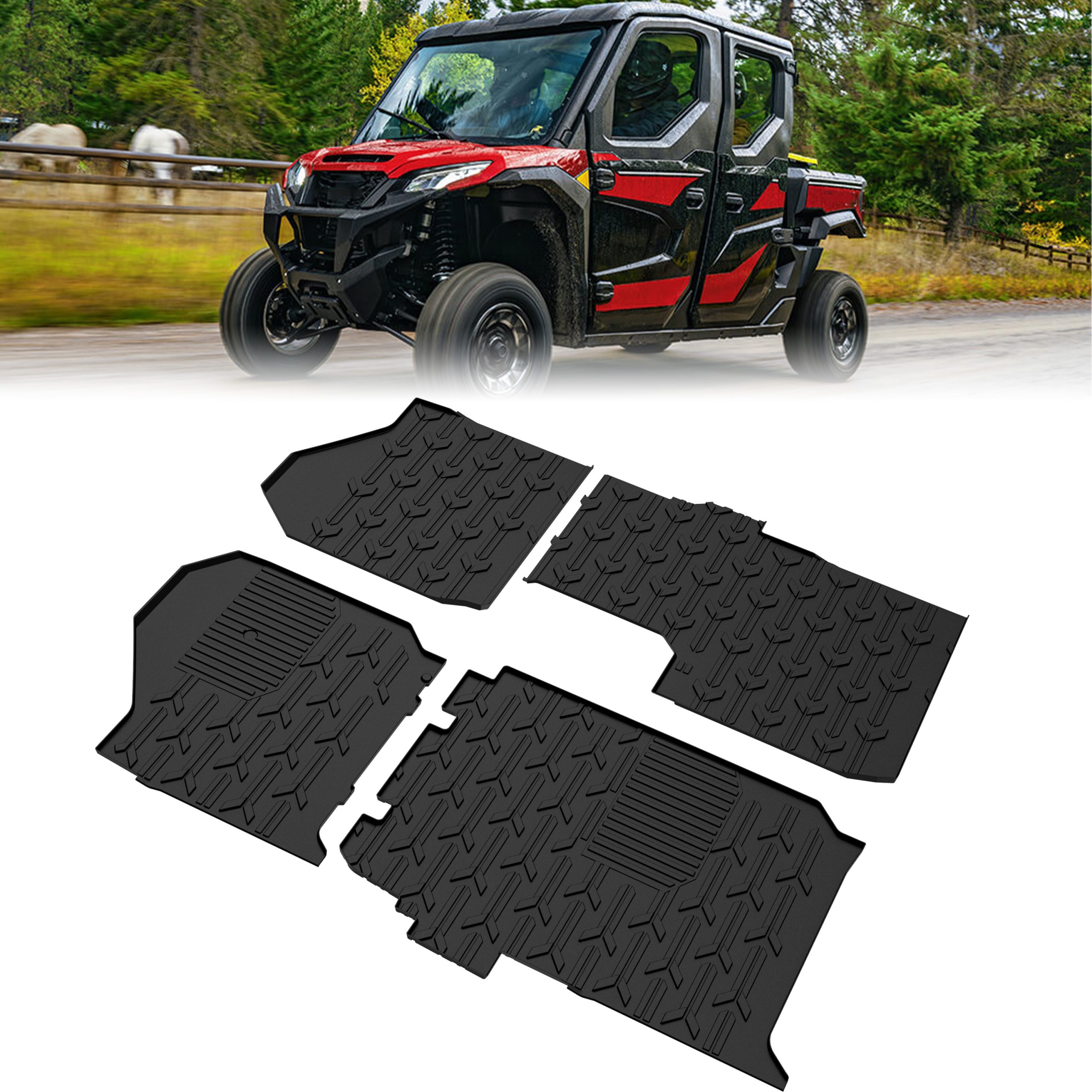 Front & Rear TPE Floor Mats for Kawasaki Ridge Crew 4 Door 2025 2026