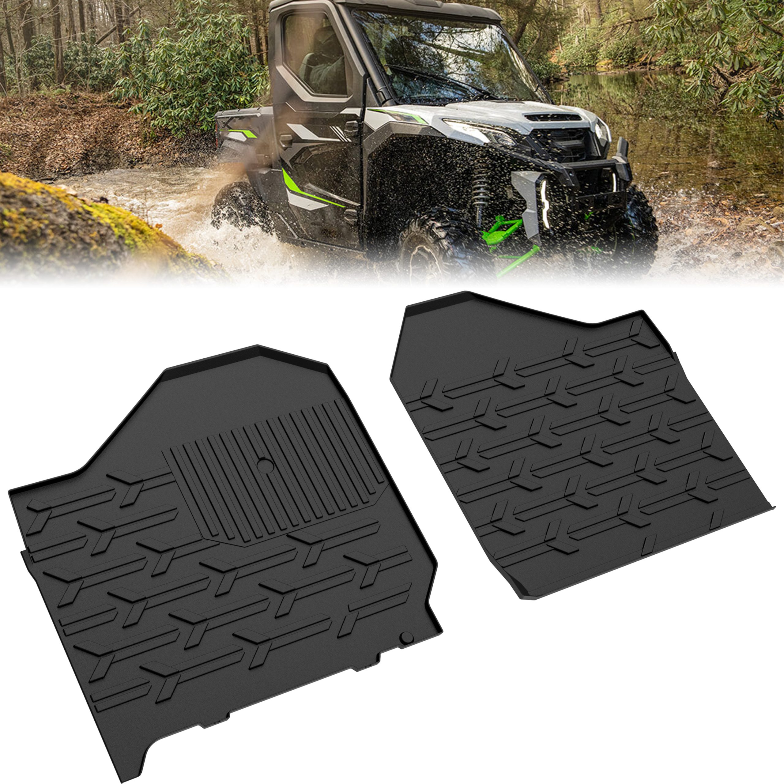 Front TPE Floor Mats for Kawasaki Ridge 2024-2026, 2PCS