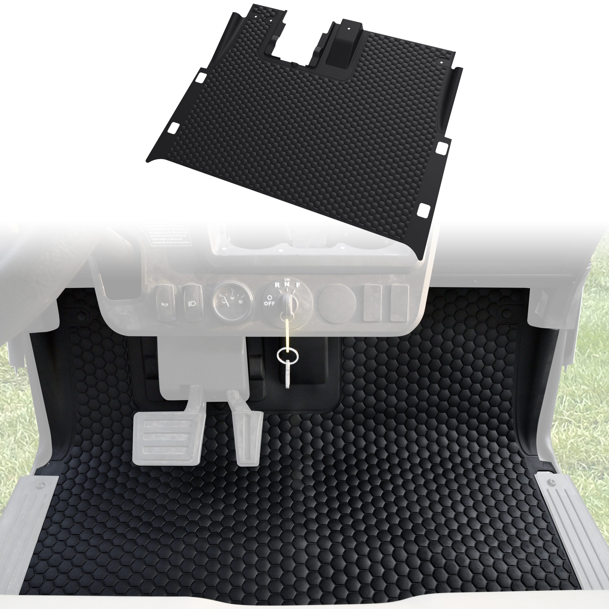 TPE Hex Floor Mat 3D Extended Edge Front Liner for for E-Z-GO Valor 2023+ & RXV 2024+, OEM#10011076