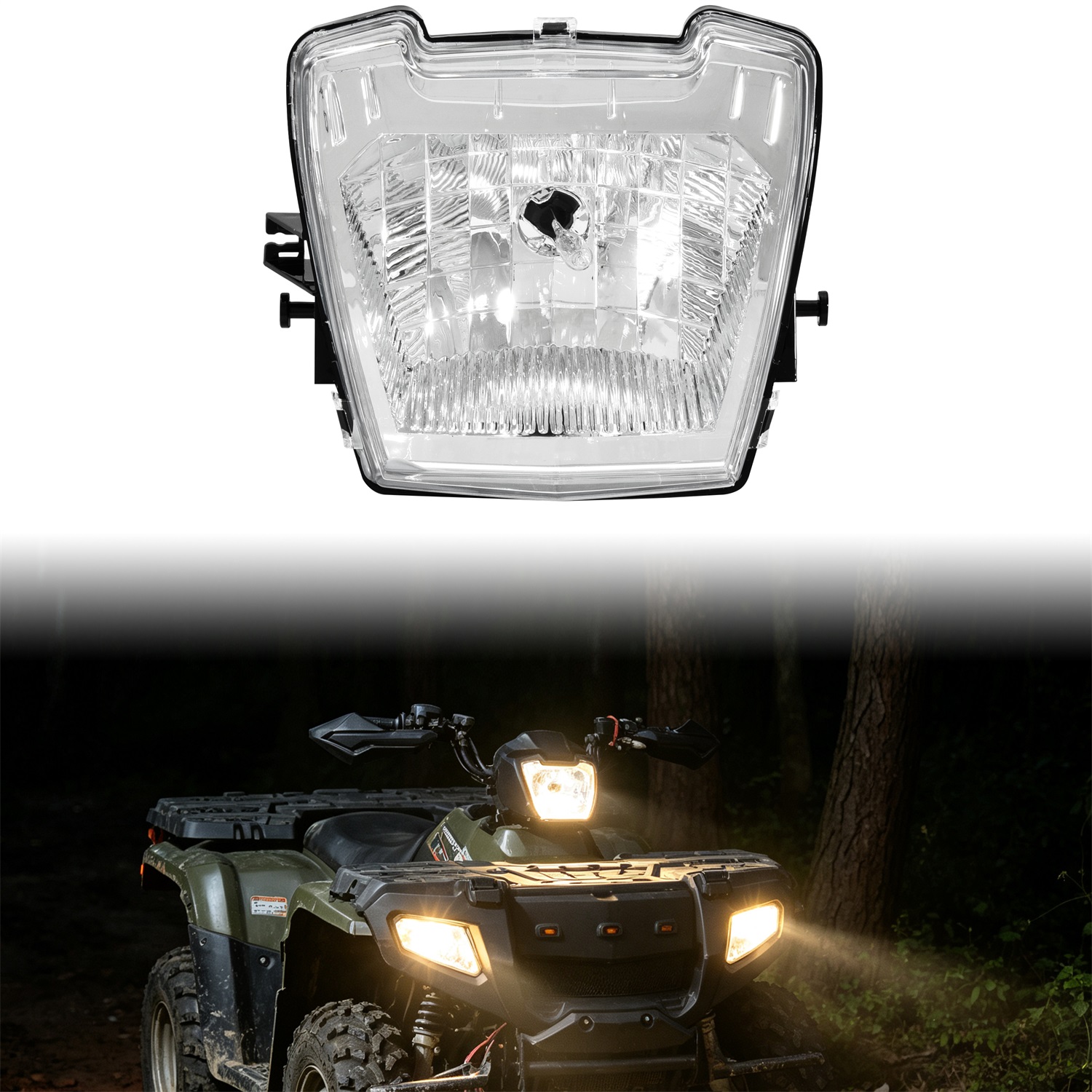 SAUTVS Upper Halogen Headlight w/Bulb for Polaris Sportsman 570 700 800 2005-2017